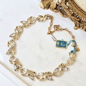 LISNER Chocker Gold Tone Marquise Shaped Rhinestones NWT.